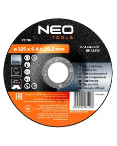 Tarcza szlifierska do metalu 125 x 6.4 x 22.2 mm, 27 A24-R-BF 57-715