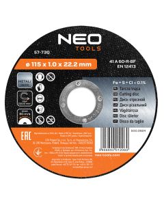 Tarcza tnąca do metalu 115 x 1.0 x 22.2 mm, 41 A60-R-BF, INOX 57-730
