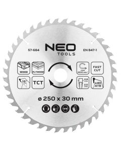 Tarcza do pilarki, widiowa, 250 x 30 mm, 40 zębów 57-684