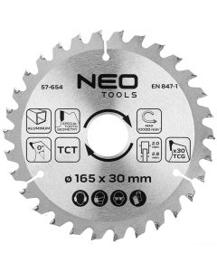 Tarcza do pilarki, widiowa, 165 x 30 mm, 30 zębów, do aluminium 57-654