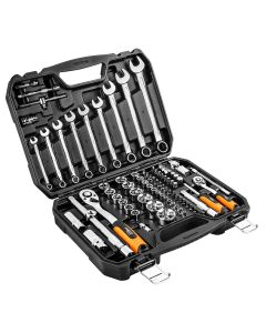 Klucze nasadowe 1/2", 1/4" , zestaw 82 szt., CrV 08-672