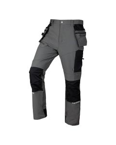 Spodnie robocze Mix&Match, 4 way stretch, z kaburami, Cordura, szaro-czarne 81-296-1
