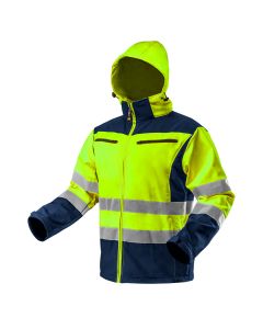 Kurtka robocza ostrzegawcza softshell z kapturem, żółta 81-700
