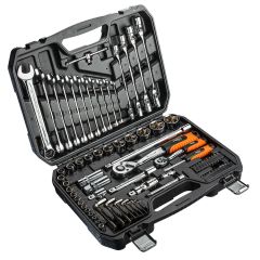 Klucze nasadowe 1/4", 1/2", zestaw 77 szt., CrV 08-915