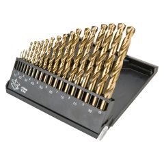 Wiertła do metalu HSS-TiN 1.0-10.0 mm, zestaw 19 szt. 57H199