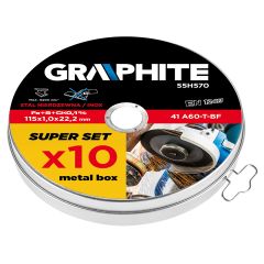 Tarcza tnąca do metalu 115 x 1.0 x 22.2 mm, 41 A60-T-BF, INOX, 10 szt. 55H570