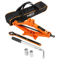 Lewarek trapezowy w zestawie z kluczem teleskopowym i nasadkami 10-457