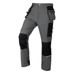 Spodnie robocze Mix&Match, 4 way stretch, z kaburami, Cordura, szaro-czarne 81-296-1