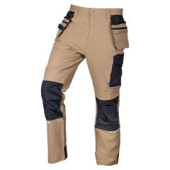 Spodnie robocze Mix&Match, 4 way stretch, z kaburami, Cordura, beżowo-czarne 81-296-2