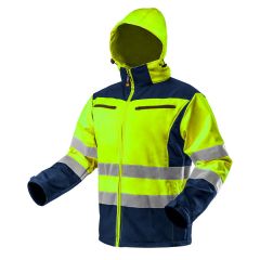 Kurtka robocza ostrzegawcza softshell z kapturem, żółta 81-700