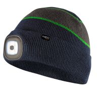 Czapka z latarką LED, granatowo-szaro-zielona PREMIUM 81-630