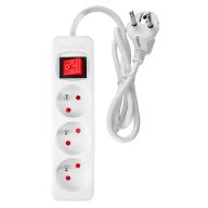 Przedłużacz listwowy 1.5 m, 3 x 1.5 mm2, 3G, biały, ON/OFF 90-176