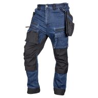 Spodnie robocze DENIM, wzmocnienia Cordura, odpinane kieszenie kaburowe, granatowe, 81-361-1