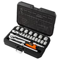 Zestaw kluczy nasadowych 3/8", 22 szt., satynowy 10-235